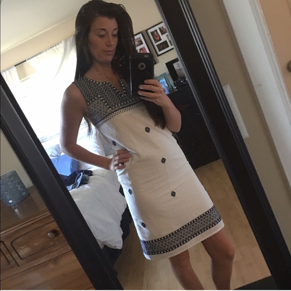 White and blue dress